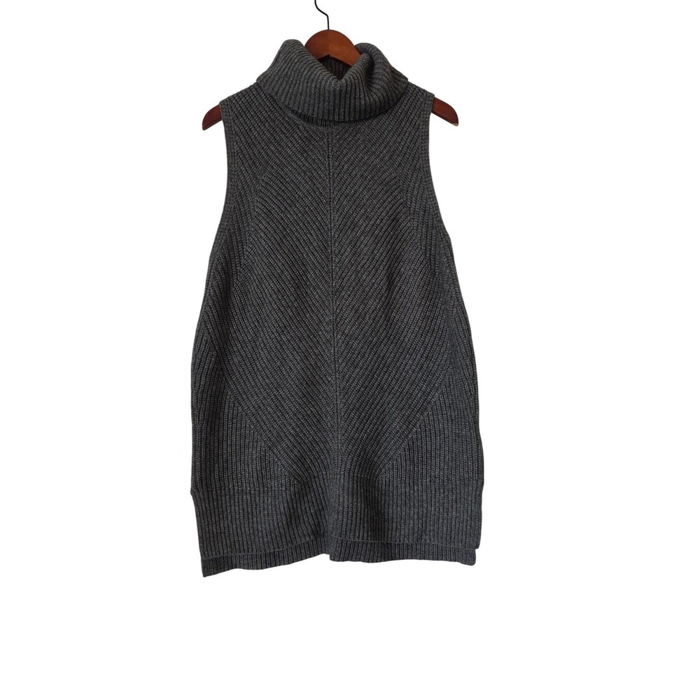 BOSS Hugo Boss Fala Wool Yak Cashmere Sleeveless Turtleneck Sweater Gray Size L